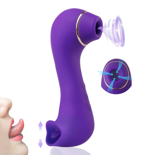 Clitoral Sucking and Licking 2 in 1 G Spot Vibrator for Double Stimulati
