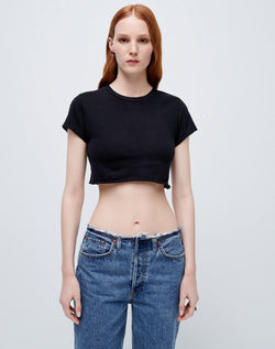 90s Rib Crop Top Black – blueandcream