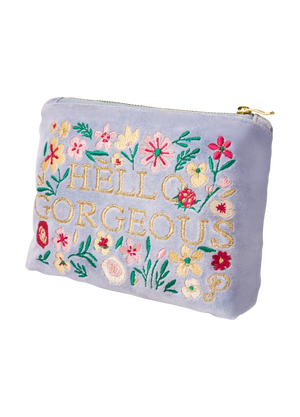 Hello Gorgeous Velvet Blue Pouch - Home & Garden Vermont