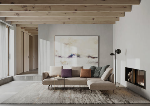 Wohnzimmer dekoriert mit Bildern, Kissen und Accessoires mit Möbeln von Walter Knoll