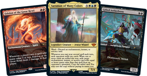 Gifted Aethborn, Eidolon of the Great Revel, and Saruman of Many Colors promos