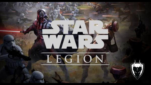 Star wars characters fighting behind the Legion Logo