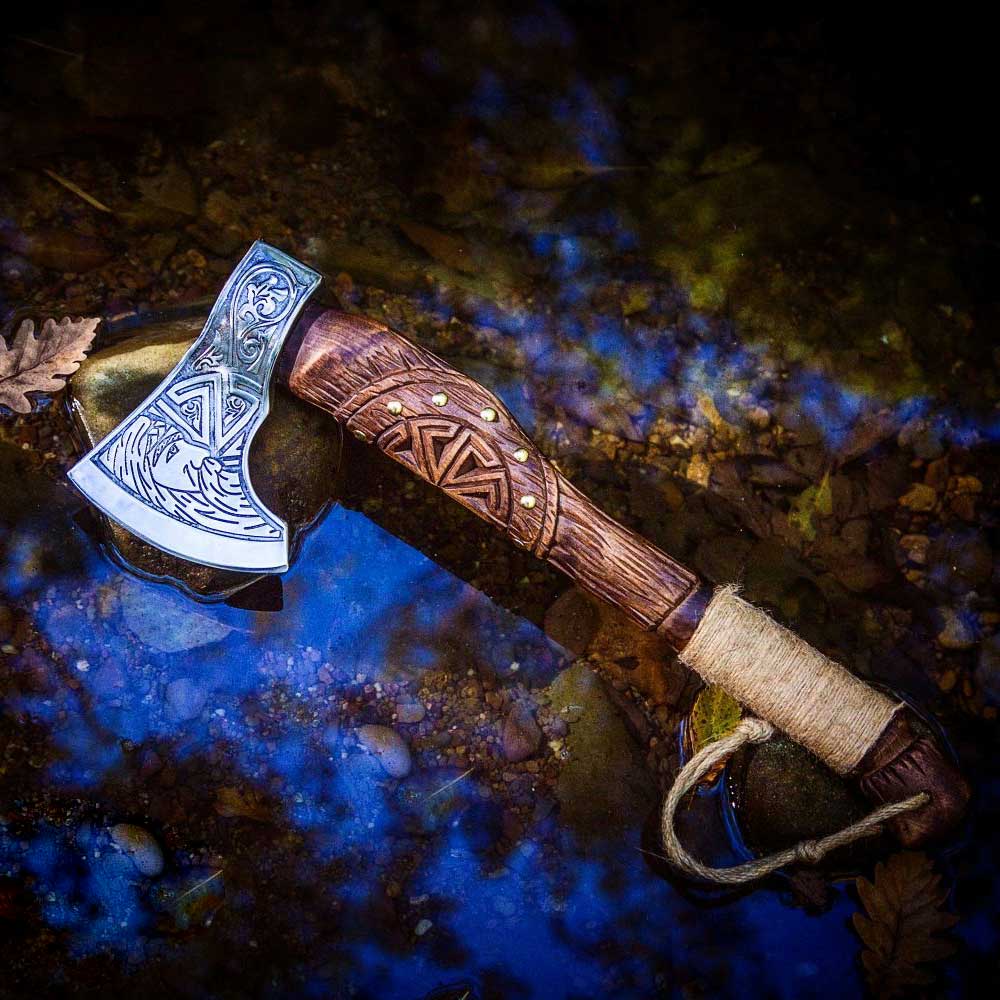 Ragnar Viking Battle Axe With Leather Wrapped Rosewood Shaft – Vikings of  Valhalla US