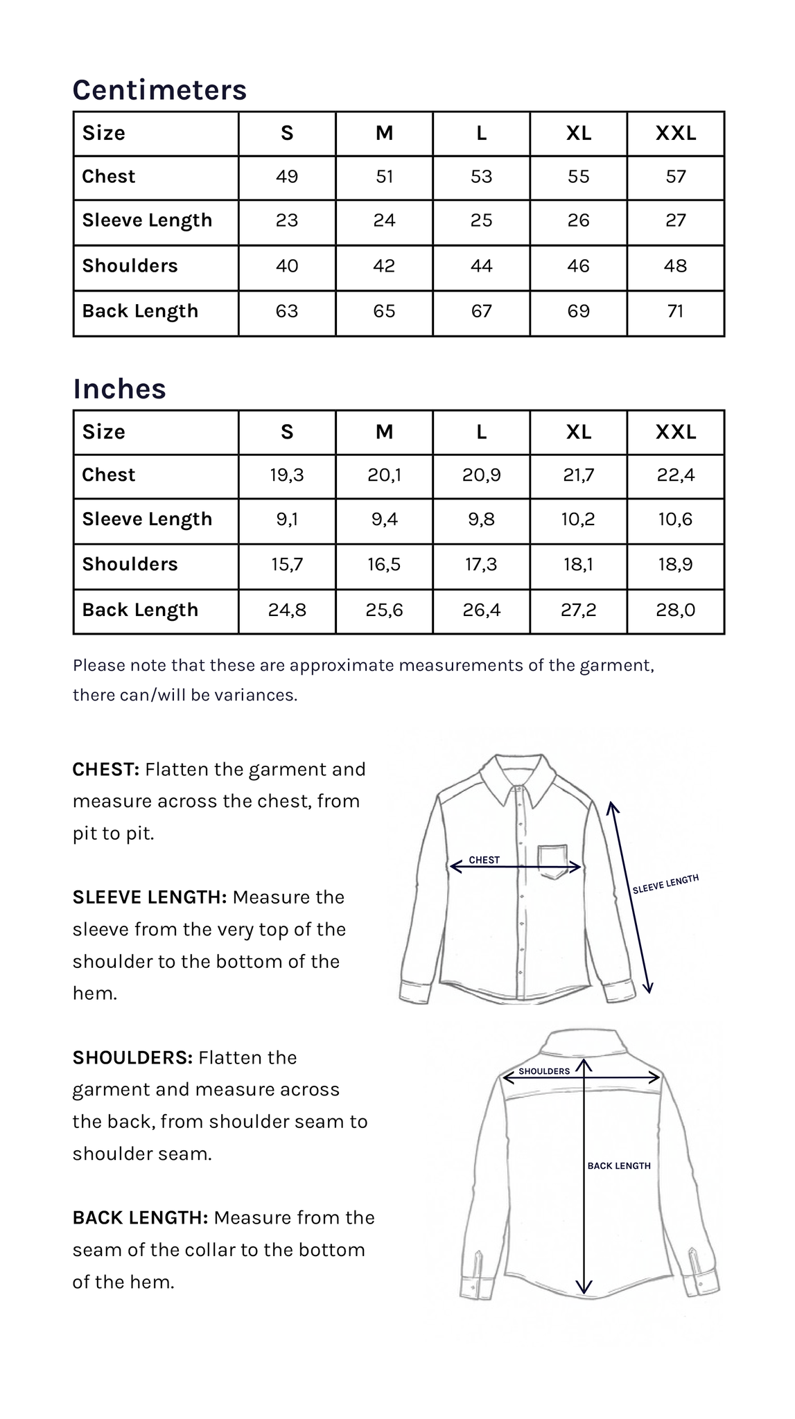 Measurement Chart For Our Fahrenheit Uniforms Mens Tactical Standard ...