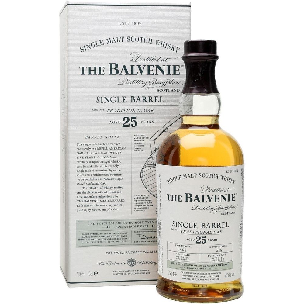 The Balvenie Scotch Single Malt 25 Year Single Barrel