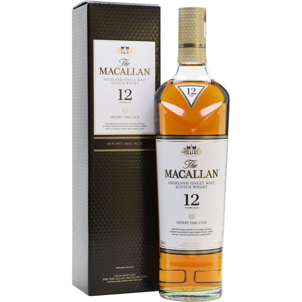 Macallan Sherry Oak Scotch Single Malt 12 Year