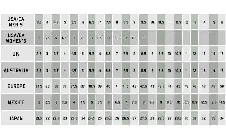 Original SWAT Size Chart