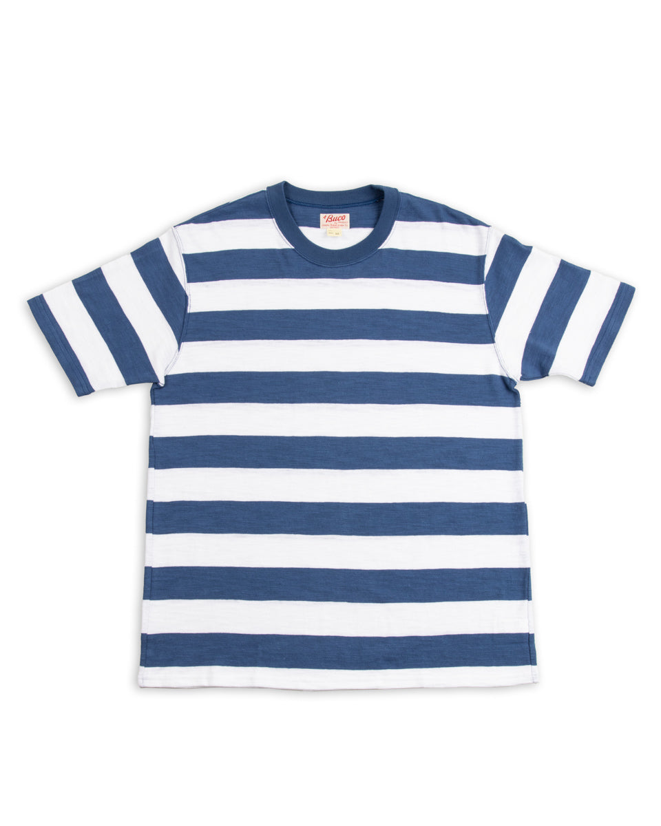 The Real McCoy's Buco Stripe Tee - White/Black – Standard