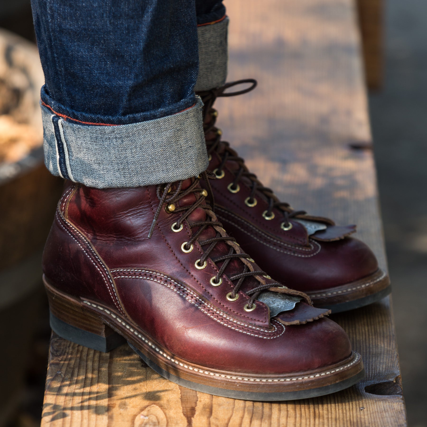 burgundy work boots