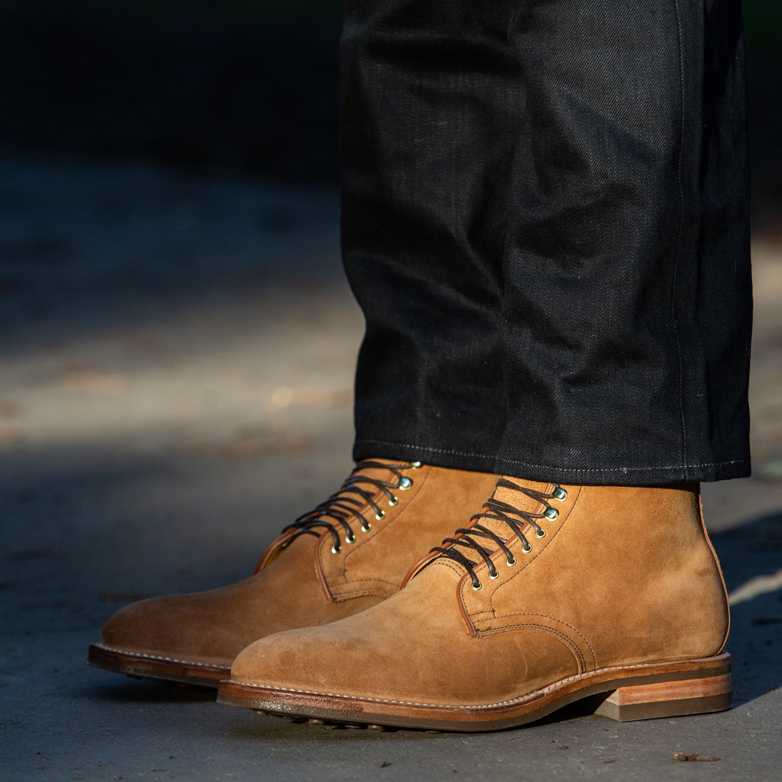 Viberg Derby Boot - Anise Calf Suede 