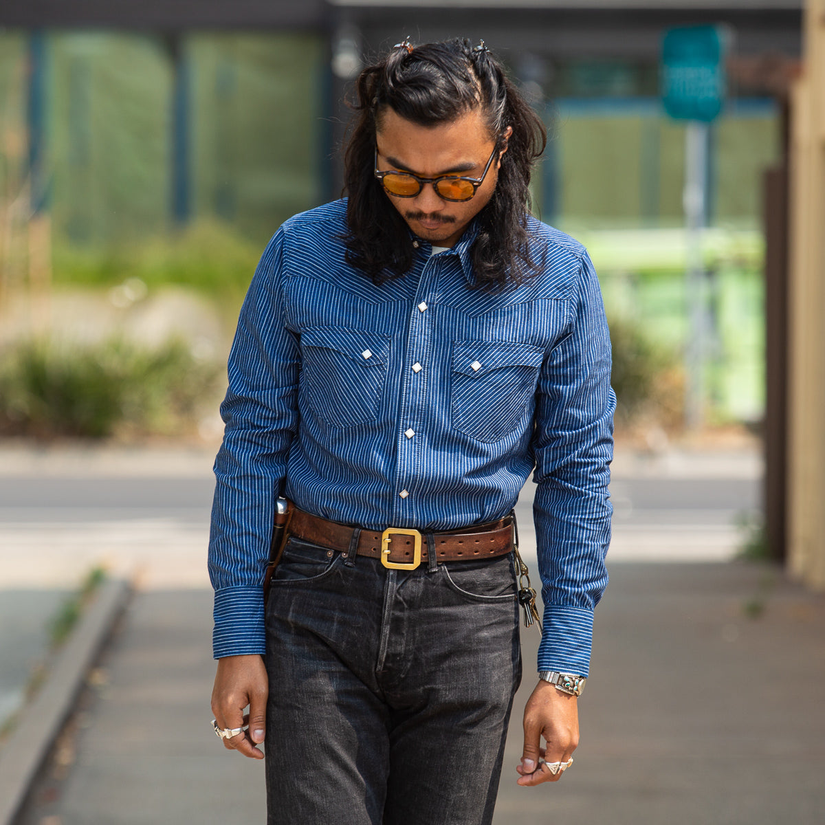 Calico Western Shirt - Indigo Stripe