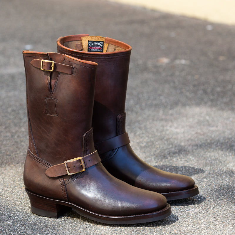 Clinch Boots Engineer Boots - Brown Overdyed Horsebutt - CN Wide Last ...