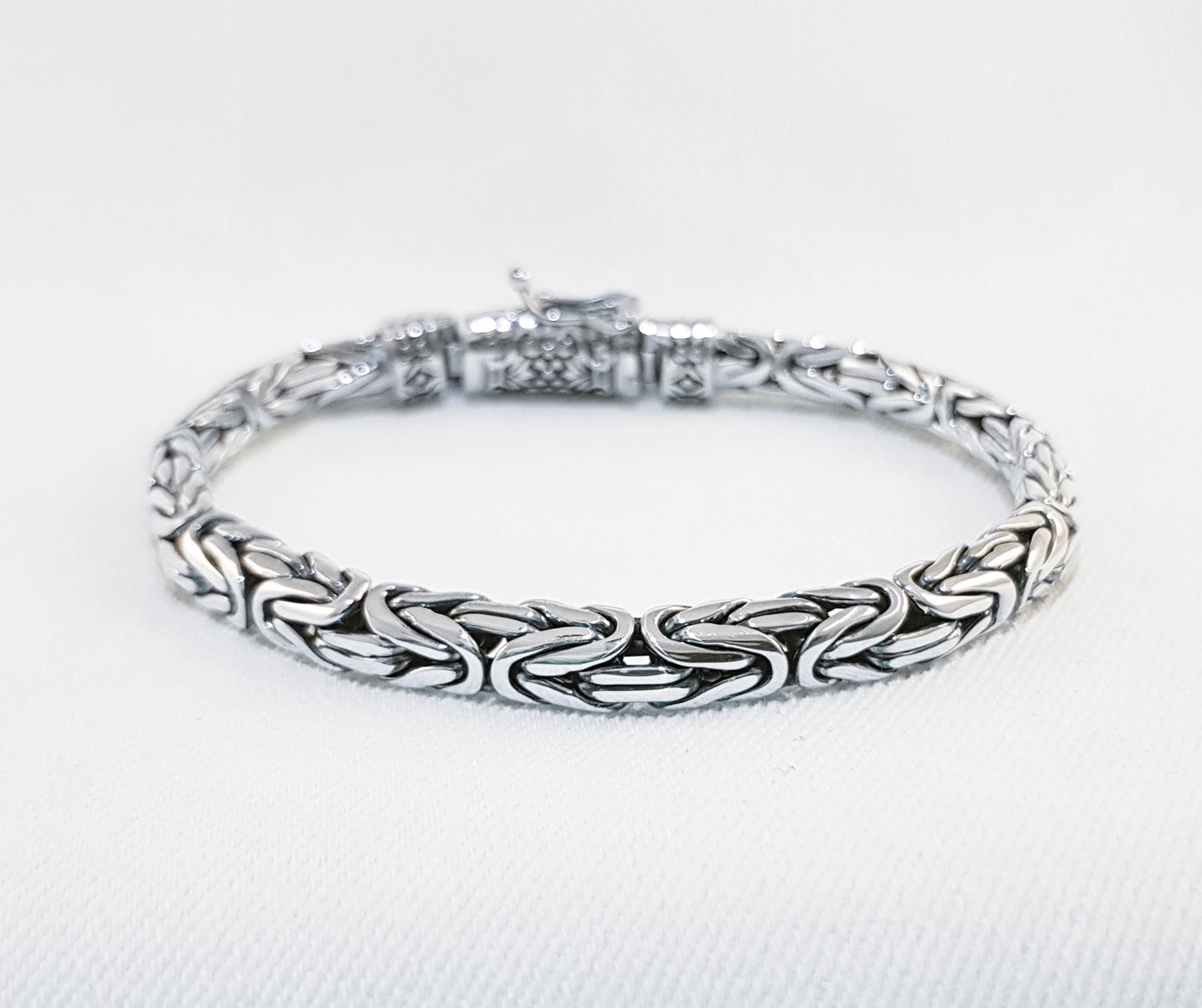 Byzantine Bracelet | 7mm Flattened Profile | Sterling Silver