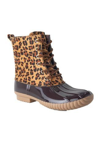 leopard print duck boots