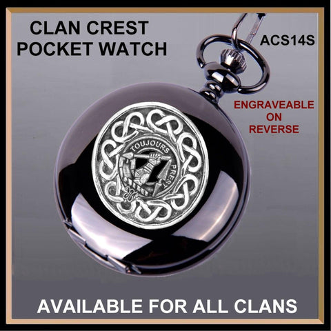 Carmichael Clan Crest  Black Pocket Watch
