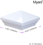 Myard PNP 115445W Screw-Free Universal Fence Pyramid Top Cap Fits Post 4 X 4 Inches (Actual Post Size 3.5 X 3.5) (Qty 5, White)