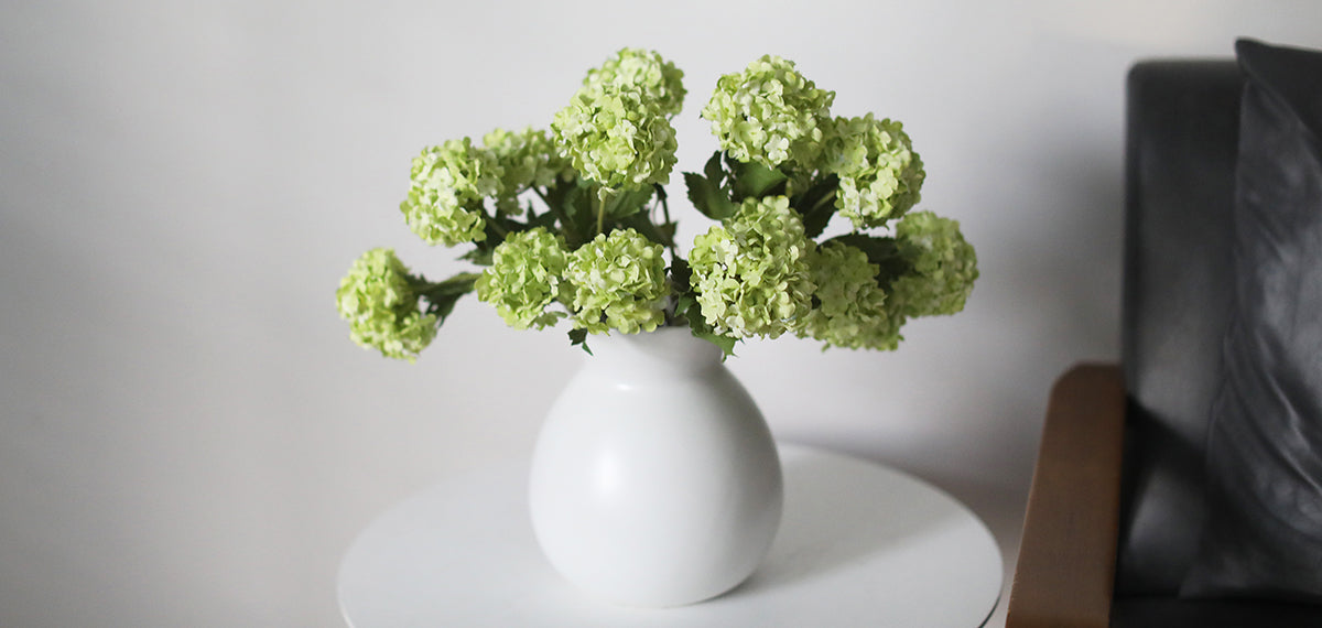 Artificial Flower Arrangement with Green Snowball Blooms