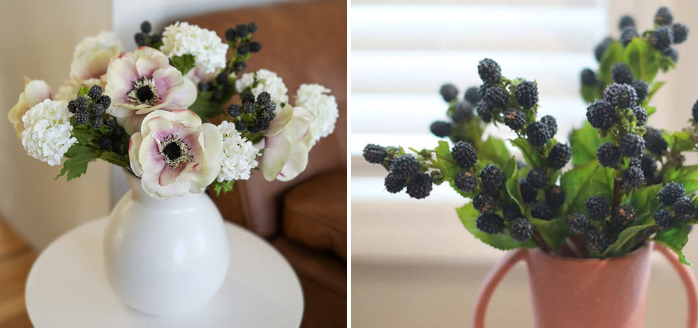 Faux Flower Arrangement with Fake Blackberries