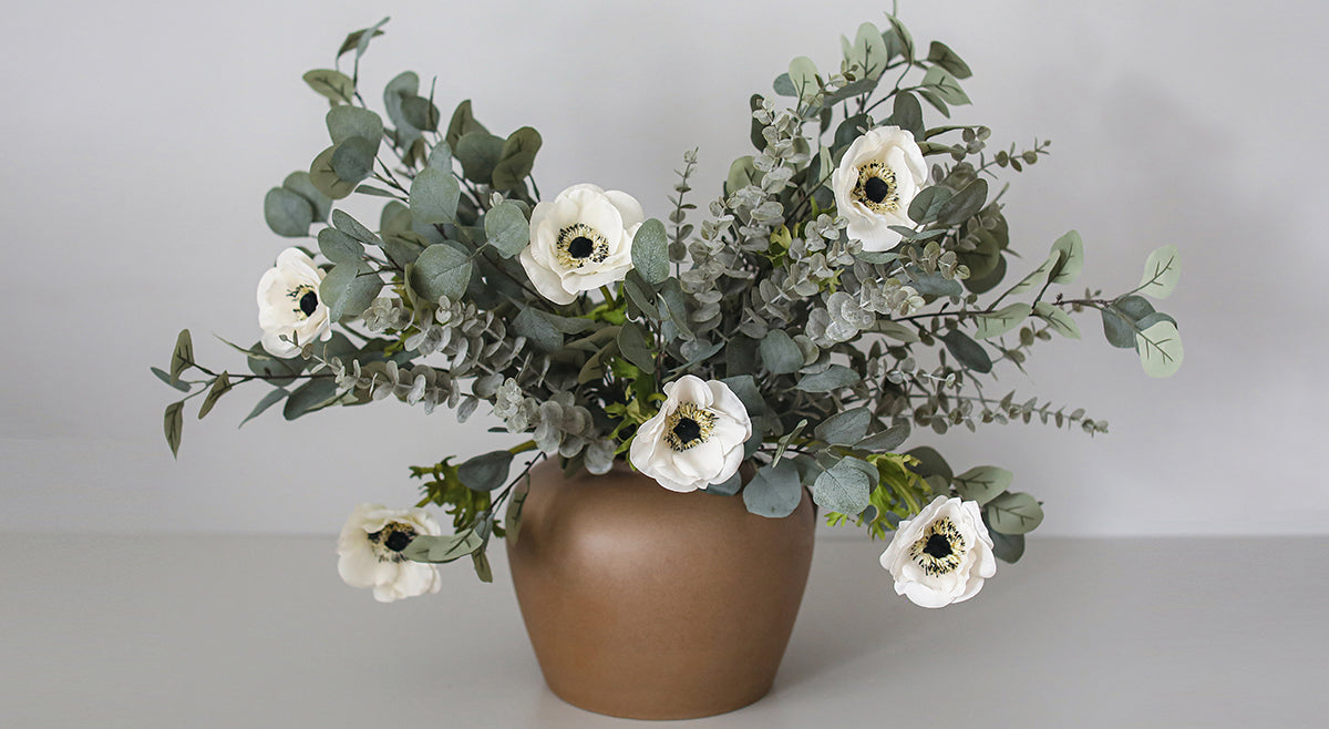 Real Touch Anemone and Faux Greenery Flower Arrangement