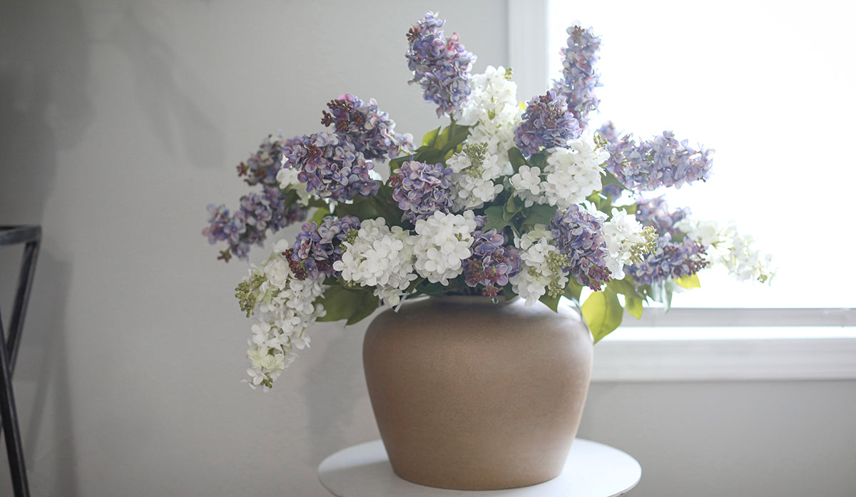 Artificial Spring Lilacs in Purple and White Home Decor