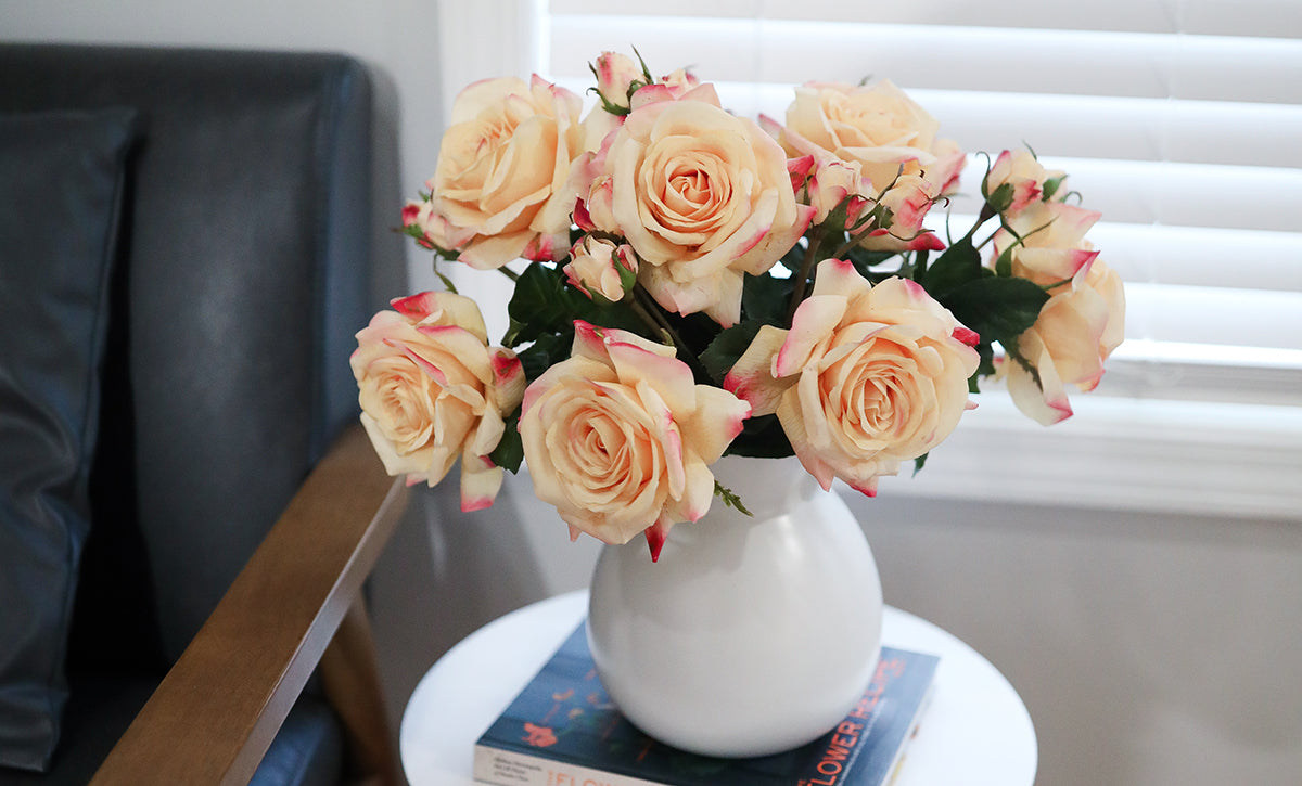 Artificial Peach Real Touch Roses Home Decor