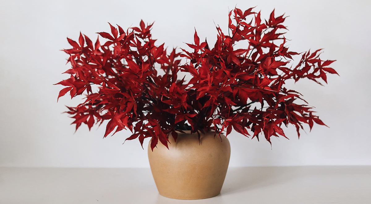 Artificial Fall Maple Leaves in Rust Red