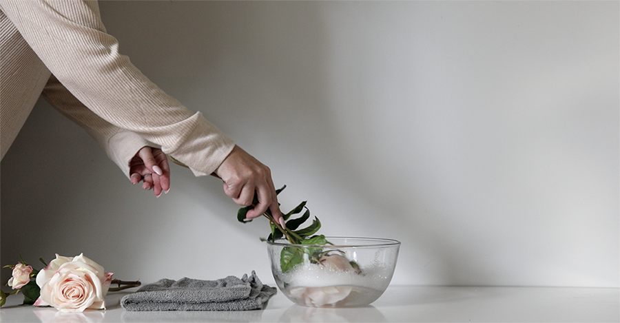 Clean Artificial Flowers with Warm Water and Dish Soap