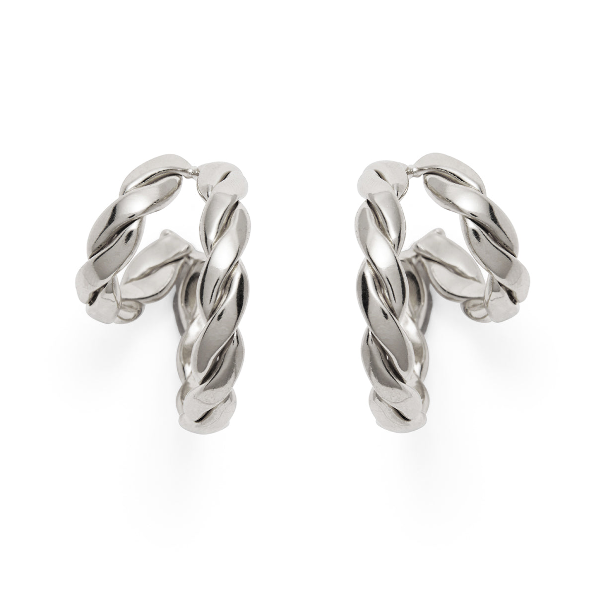 Double Braid Hoops in Silver – Lady Grey