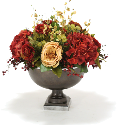 fall flower arrangement in urn