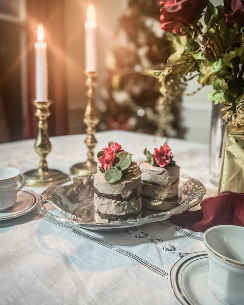 Silver Tray with Mini Cakes