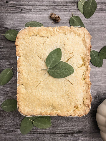 Creamy Pumpkin Pot Pie with sage leaves