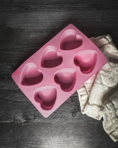 Pink heart shaped silicone mold