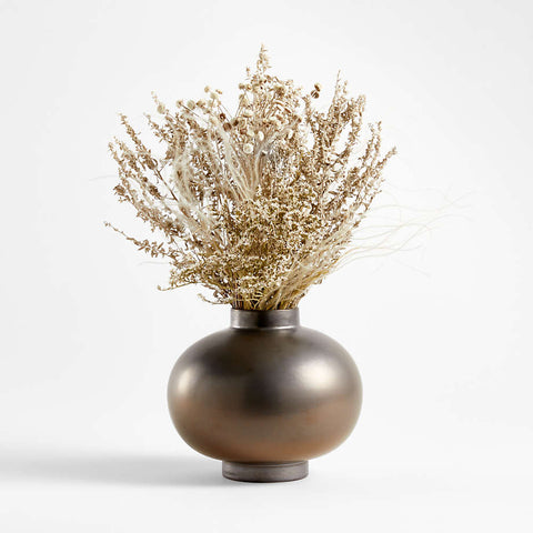 Tan flower spray in brown vase