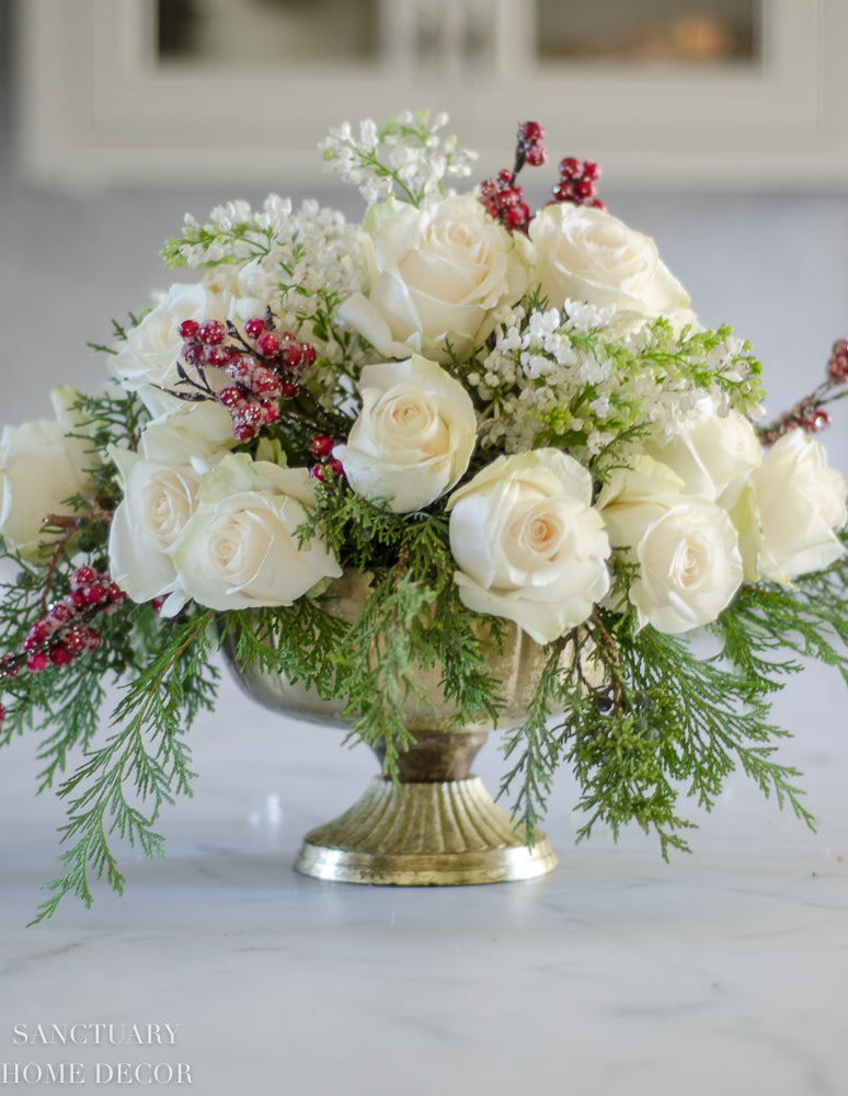 Rose and Pine Floral Centerpiece