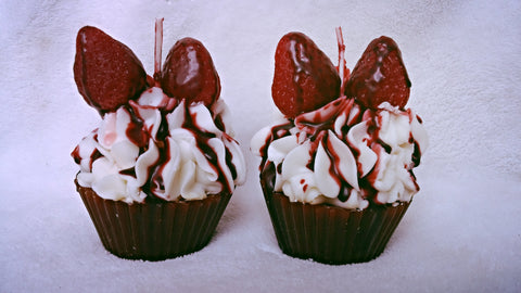 Chocolate Covered Strawberry Cupcake Candles