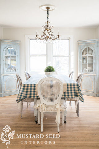 dining table setting with diy seat cushions