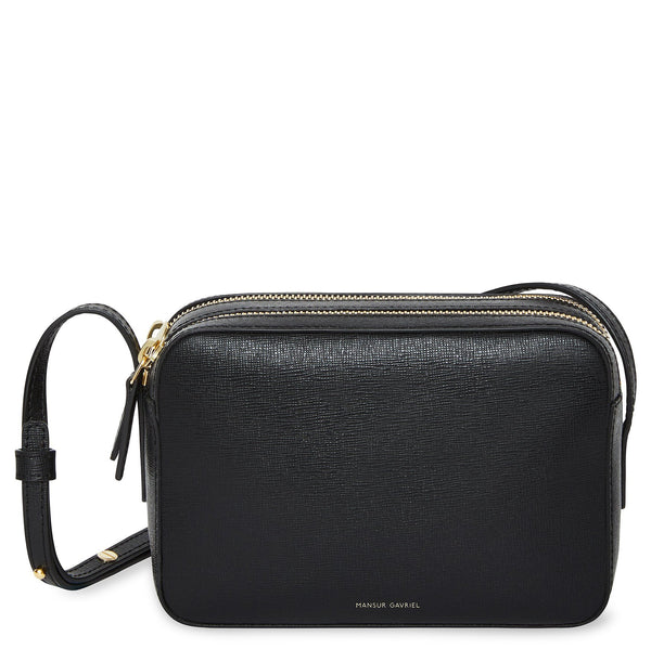 Mansur Gavriel Double Zip Crossbody In Black