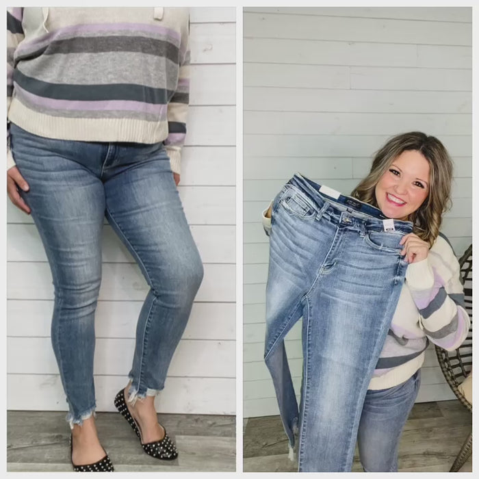 Judy Blue Released Hem Side Slit Skinny Jeans – Two Sisters Boutique