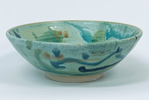 Turquoise Platter, Wax Resist Glaze – Willowood Pottery