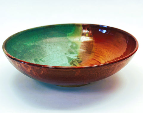 Turquoise Platter, Wax Resist Glaze – Willowood Pottery