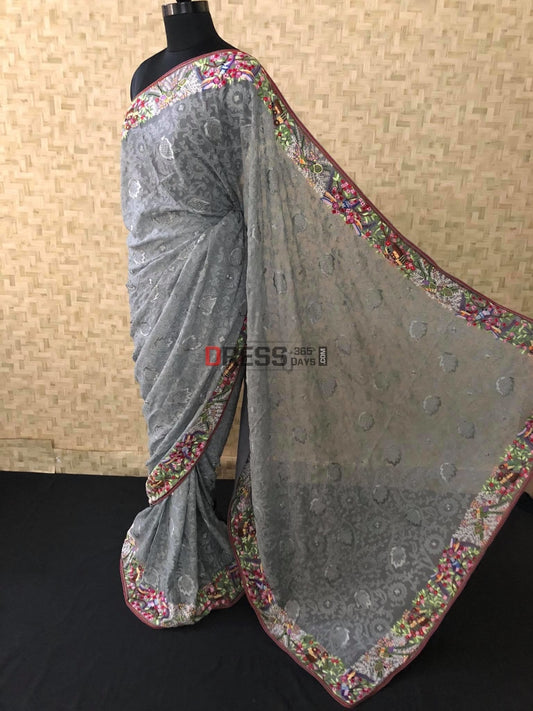 Buy Primium Quality Handcrafted Pure Muslin Saree With Parsi Embrodery Work,  Alloverbody Sequence Weaving. Online in India - Etsy