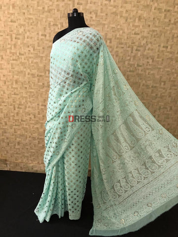 Lucknowi Chikankari Sarees| Chikan Sarees | Mukaish Sarees Buy now ...