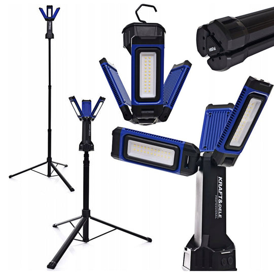 *OFERTELE-IEPURASULUI* Lampa multifunctionala reincarcabila Kraft&Dele KD1268, 3 proiectoare LED, 4500Lm, acumulator 4000mAh, 3 moduri, 2 culori, cu trepied , pentru ateliere, camping, constructii etc Image 1
