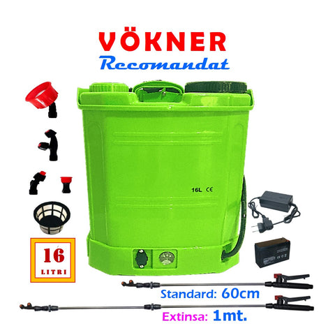 SET Pompa de stropit 16 Litri Pandora electrica cu acumulator incorporat, culoare Verde, brand VOKNER Recomandat, Vermorel Verde PLUS ATOMIZOR Pandora. Include acumulator, incarcator, sita lichide, 3 duze diferite incluse, lance metalica, maner reglare debit si atomizorul. O oferta speciala de la EuroUnelte.ro