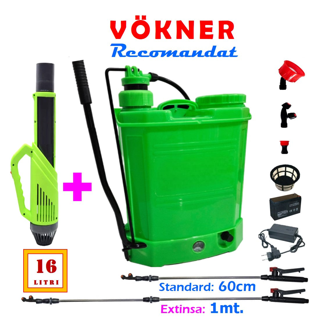 SET Pompa de stropit 16 Litri Pandora electrica cu acumulator incorporat, culoare Verde, brand VOKNER Recomandat, Vermorel Verde PLUS ATOMIZOR Pandora. Include acumulator, incarcator, sita lichide, 3 duze diferite incluse, lance metalica, maner reglare debit si atomizorul. O oferta speciala de la EuroUnelte.ro