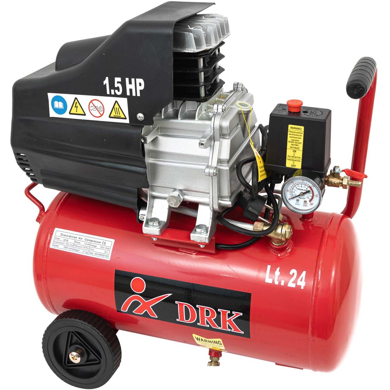 Compresor aer DRK LBXB 24L, 1.5CP, 115 PSI, 128l/min