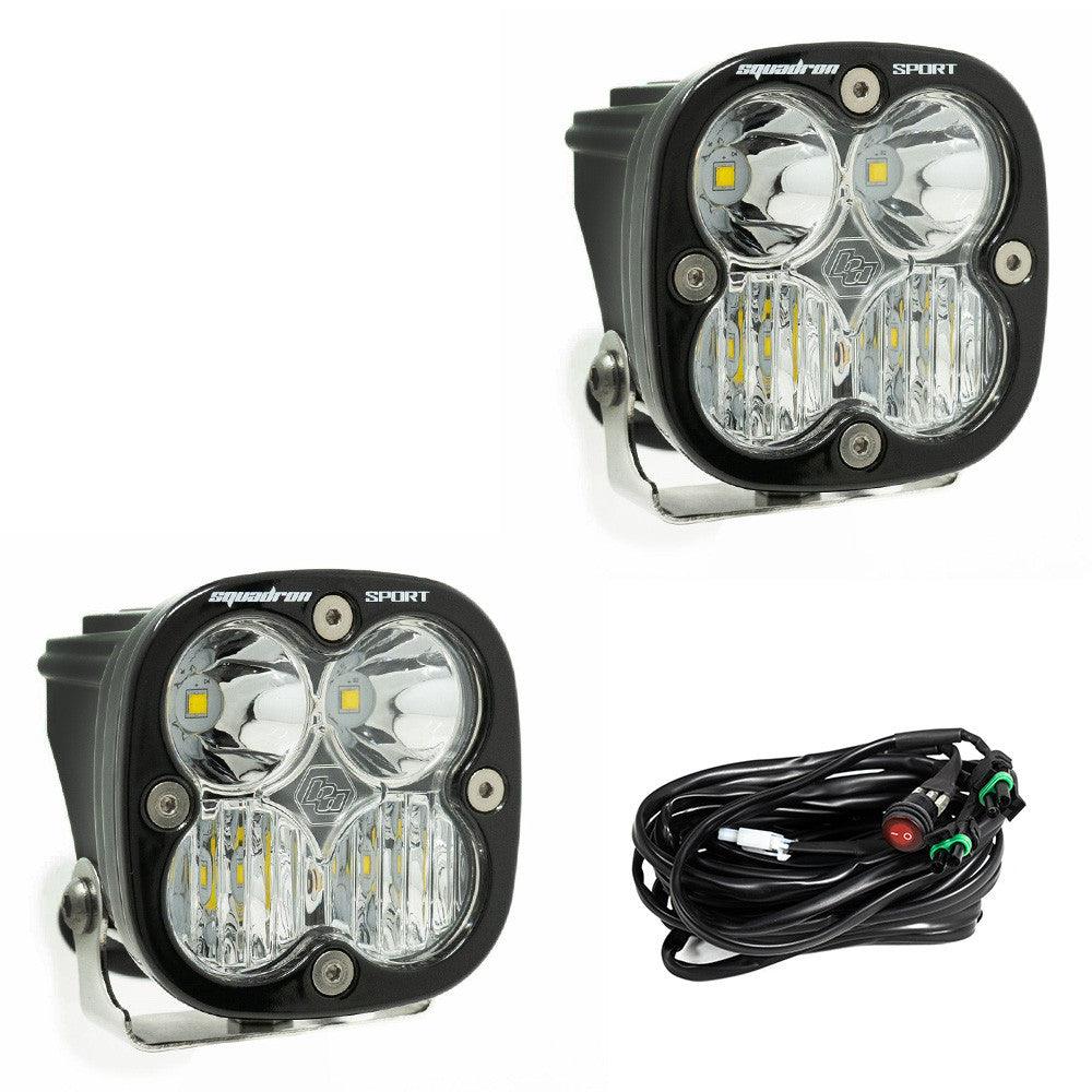 Baja Designs Squadron Sport Black LED Light Pod Pair, Driving-Combo Pattern, Clear