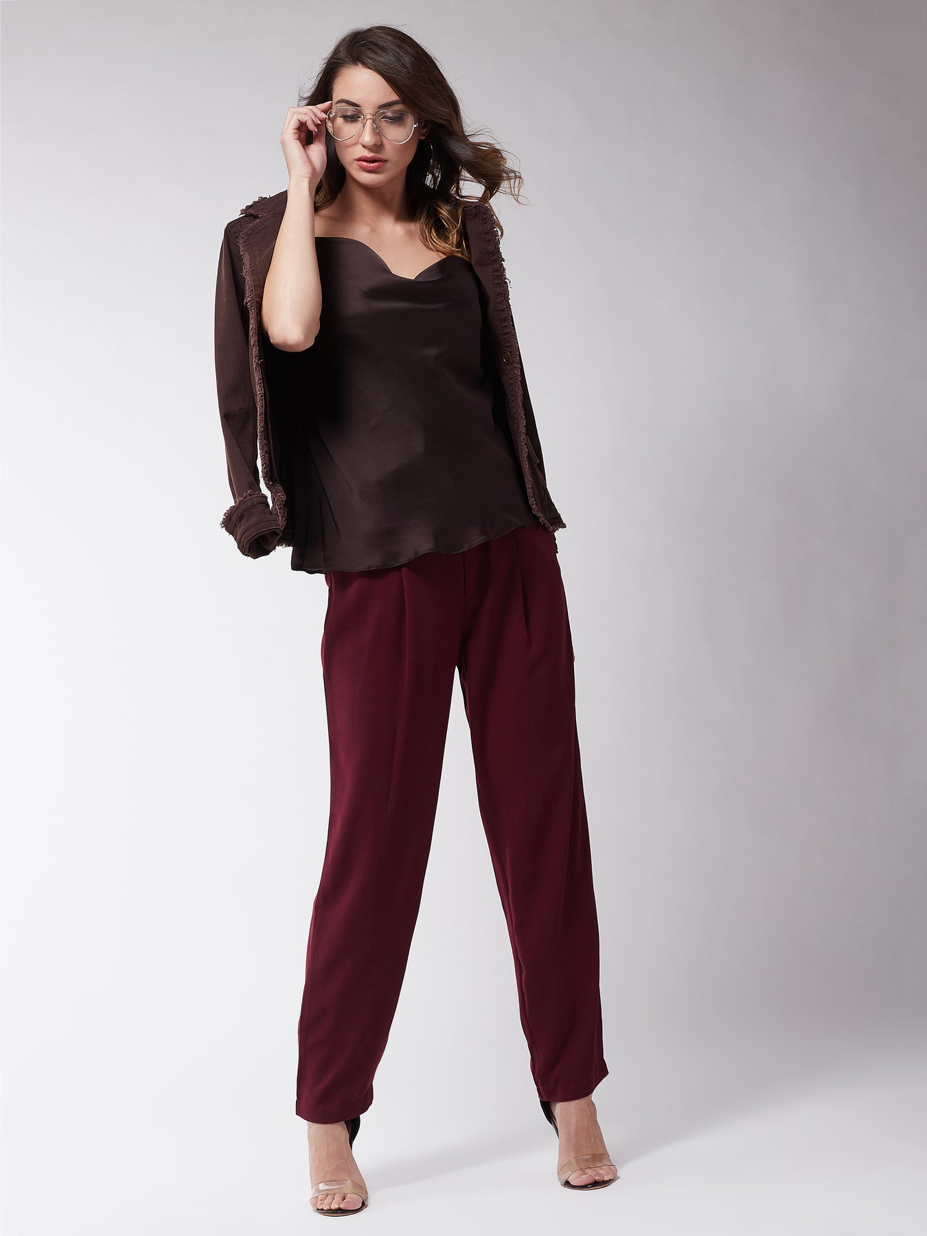 Elastic Waist Seamline Pants Red  NAKD