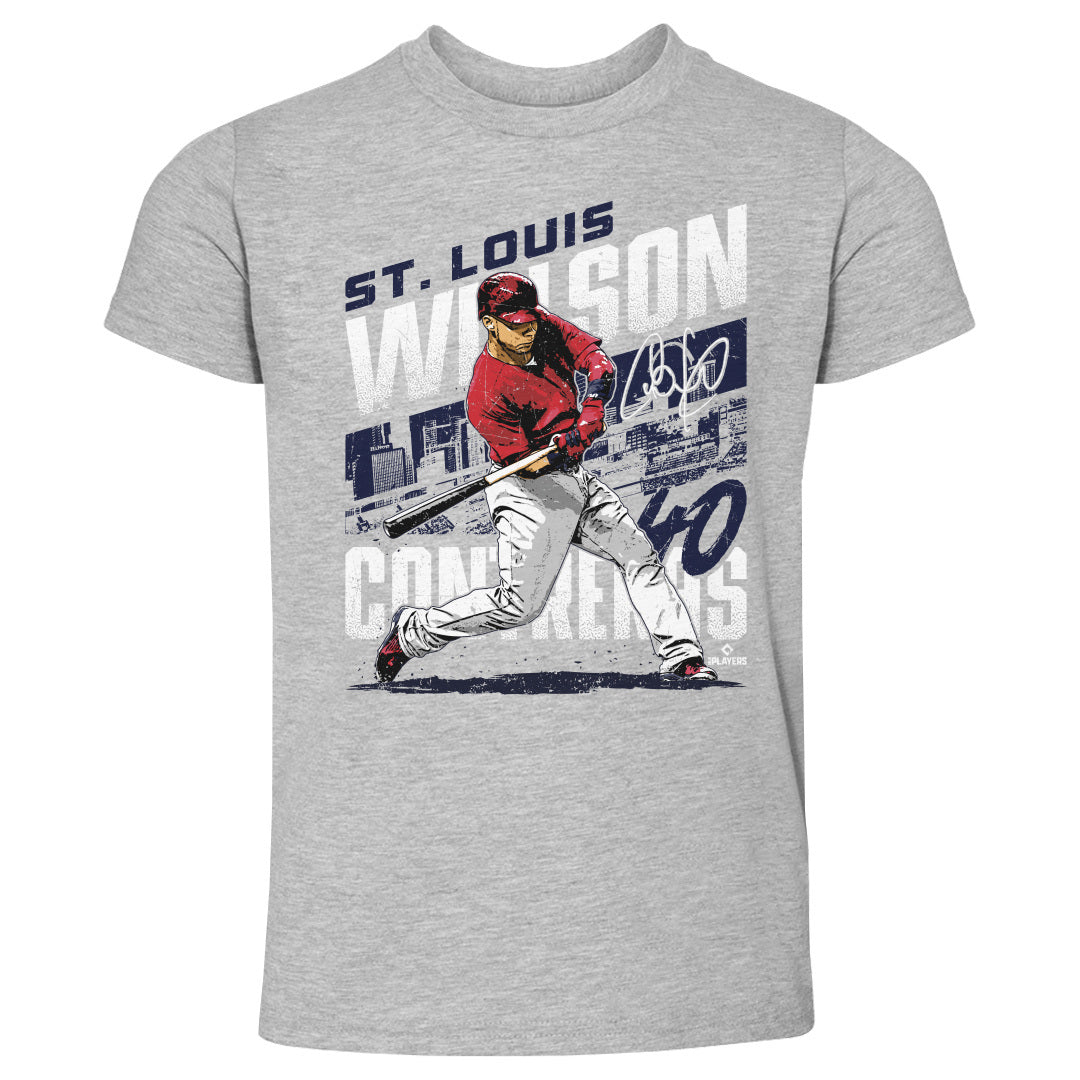 Willson Contreras Men's Cotton T-Shirt - Heather Gray - St. Louis | 500 Level Major League Baseball Players Association (MLBPA)