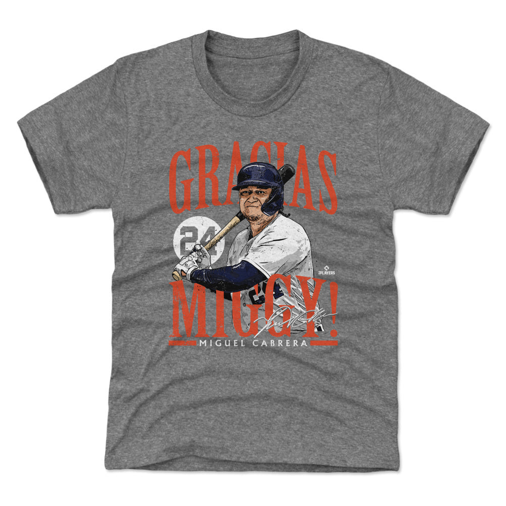 Detroit Tigers Javier Baez Men's Cotton T-Shirt - Heather Gray - Detroit | 500 Level Major League Baseball Players Association (MLBPA)